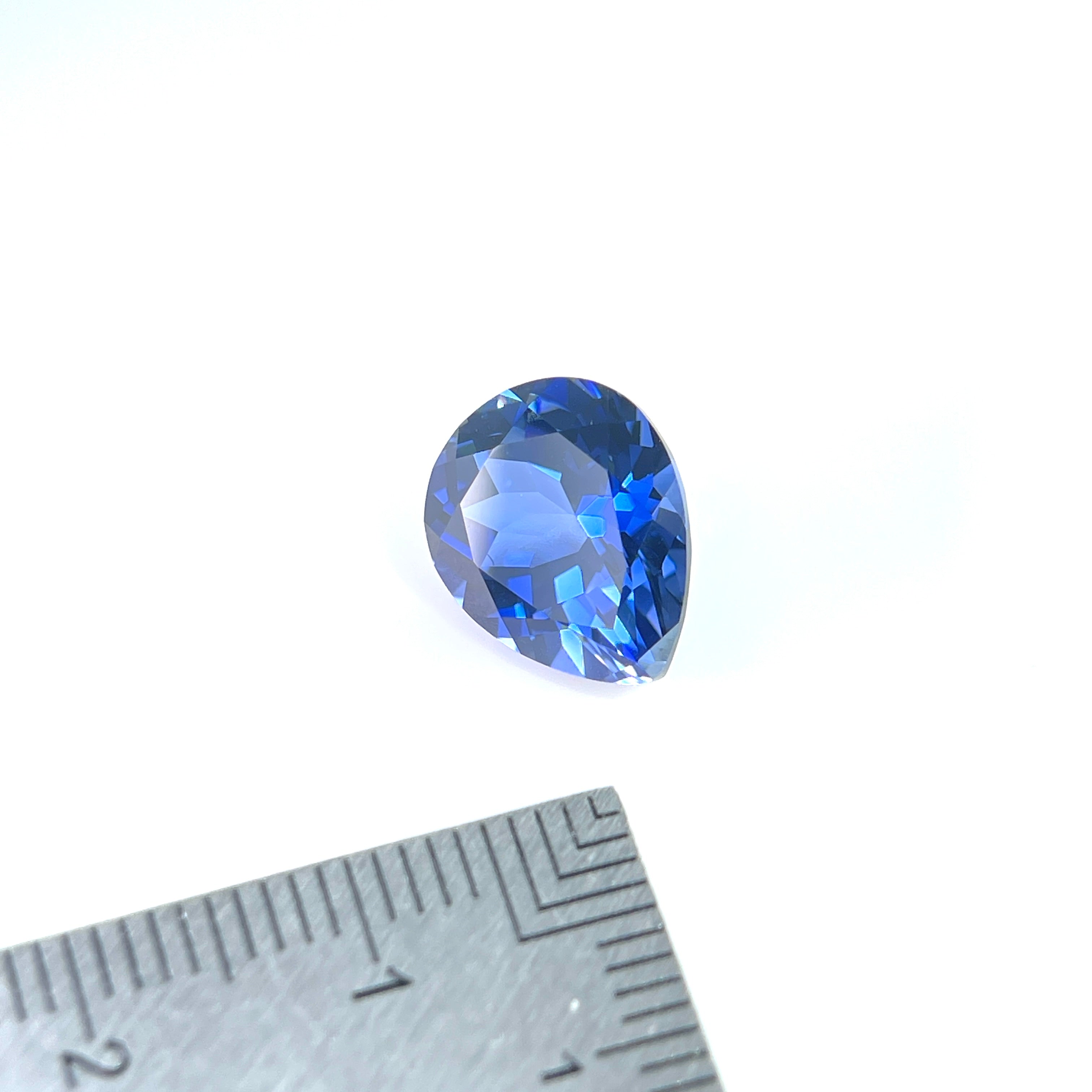 ~5ct Cornflower Blue Sapphire | Drop Cut | 10 × 12 mm | Gemdrop® Verified