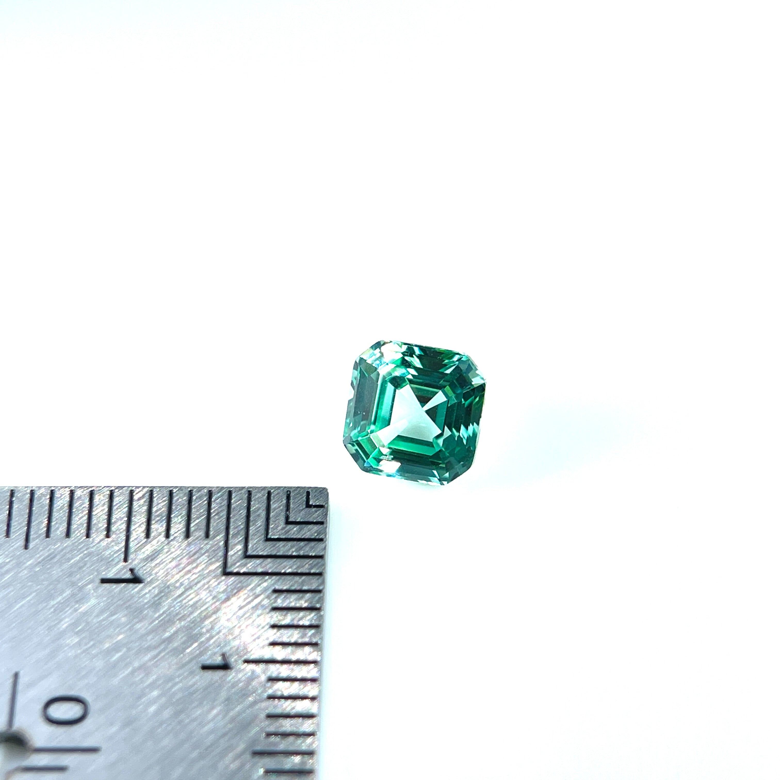 ~2.2ct Mint Green Sapphire | Asscher Cut | 7 × 7 mm | Gemdrop® Verified
