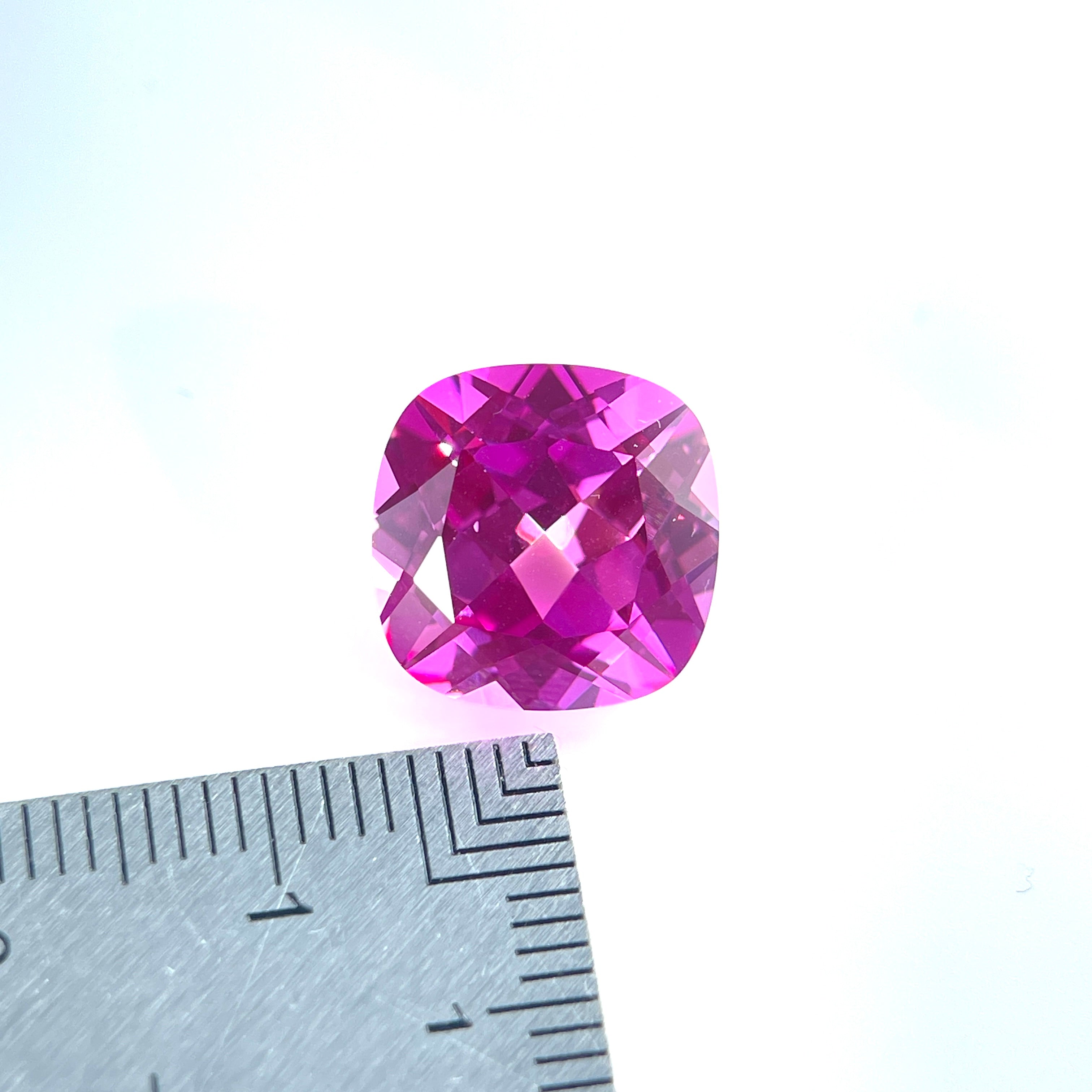 ~9ct Hot Pink Sapphire | Cushion Cut | 12 × 12 mm | Gemdrop® Verified