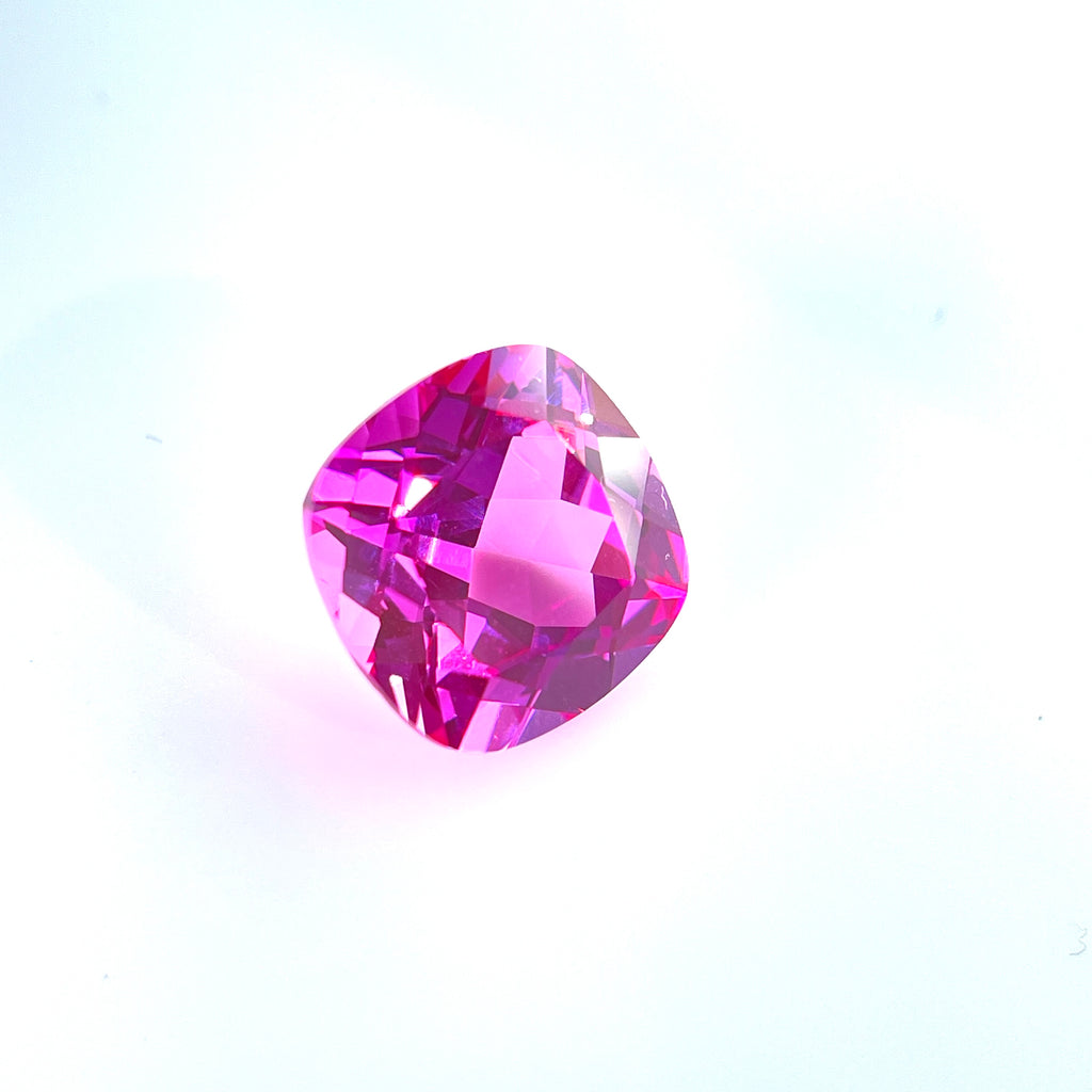 ~9ct Hot Pink Sapphire | Cushion Cut | 12 × 12 mm | Gemdrop® Verified