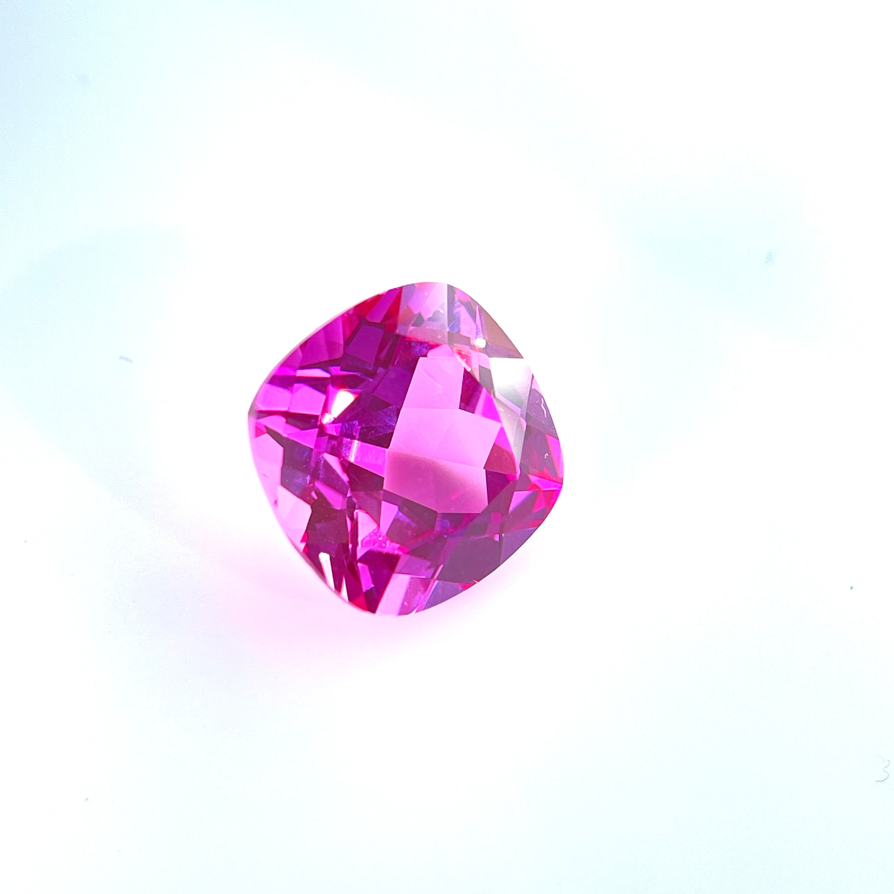 ~9ct Hot Pink Sapphire | Cushion Cut | 12 × 12 mm | Gemdrop® Verified