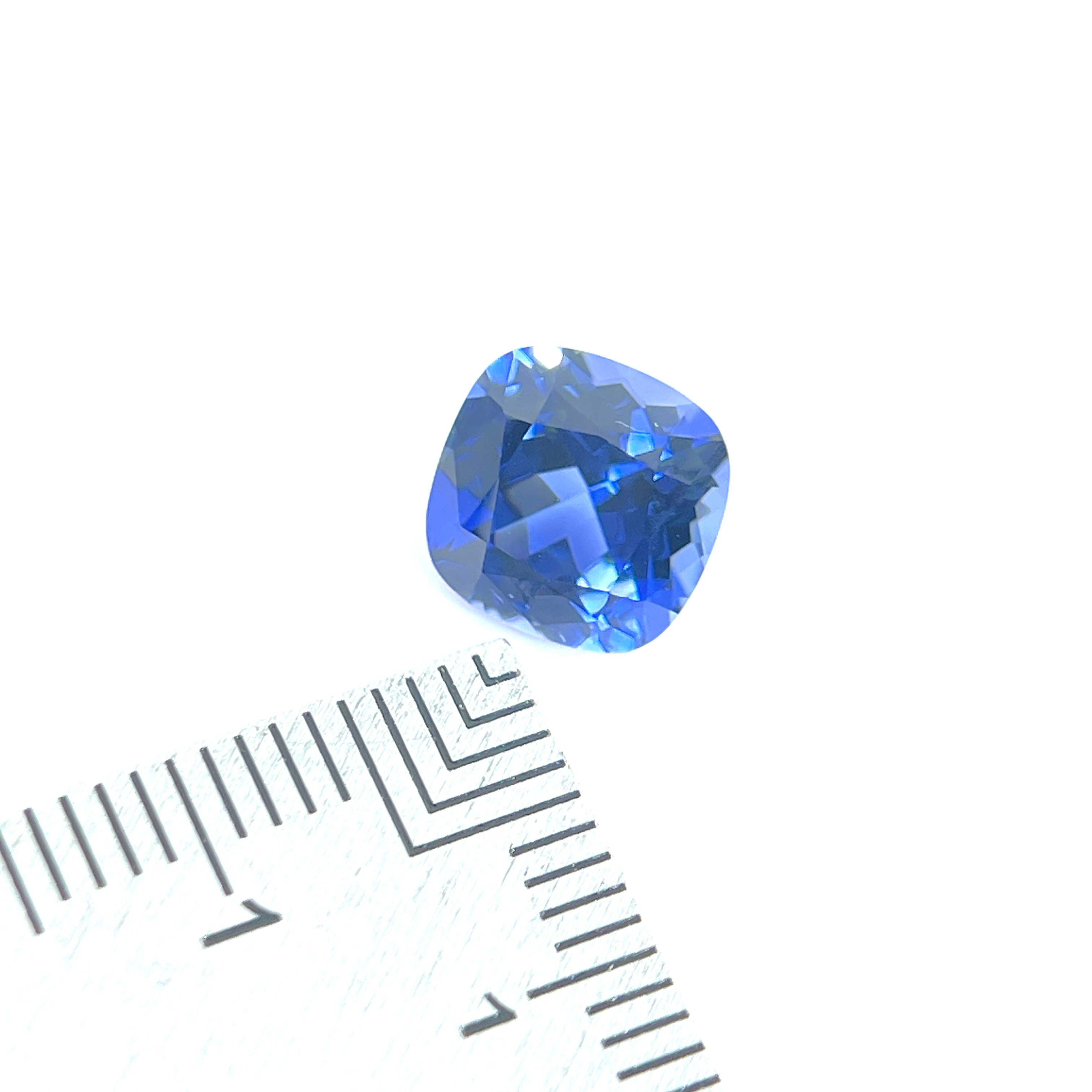 ~2.6ct Cornflower Blue Sapphire | Cushion Cut | 8 × 8 mm | Gemdrop® Verified