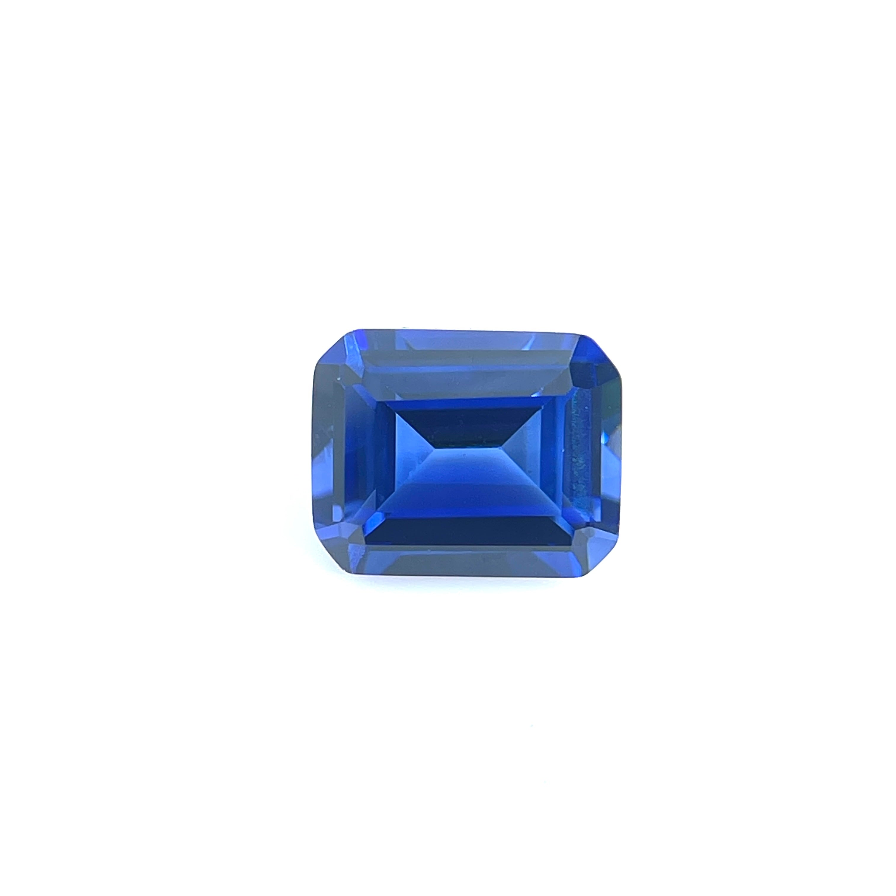 ~4ct Cornflower Blue Sapphire | Emerald Cut | 8 × 10 mm | Gemdrop® Verified