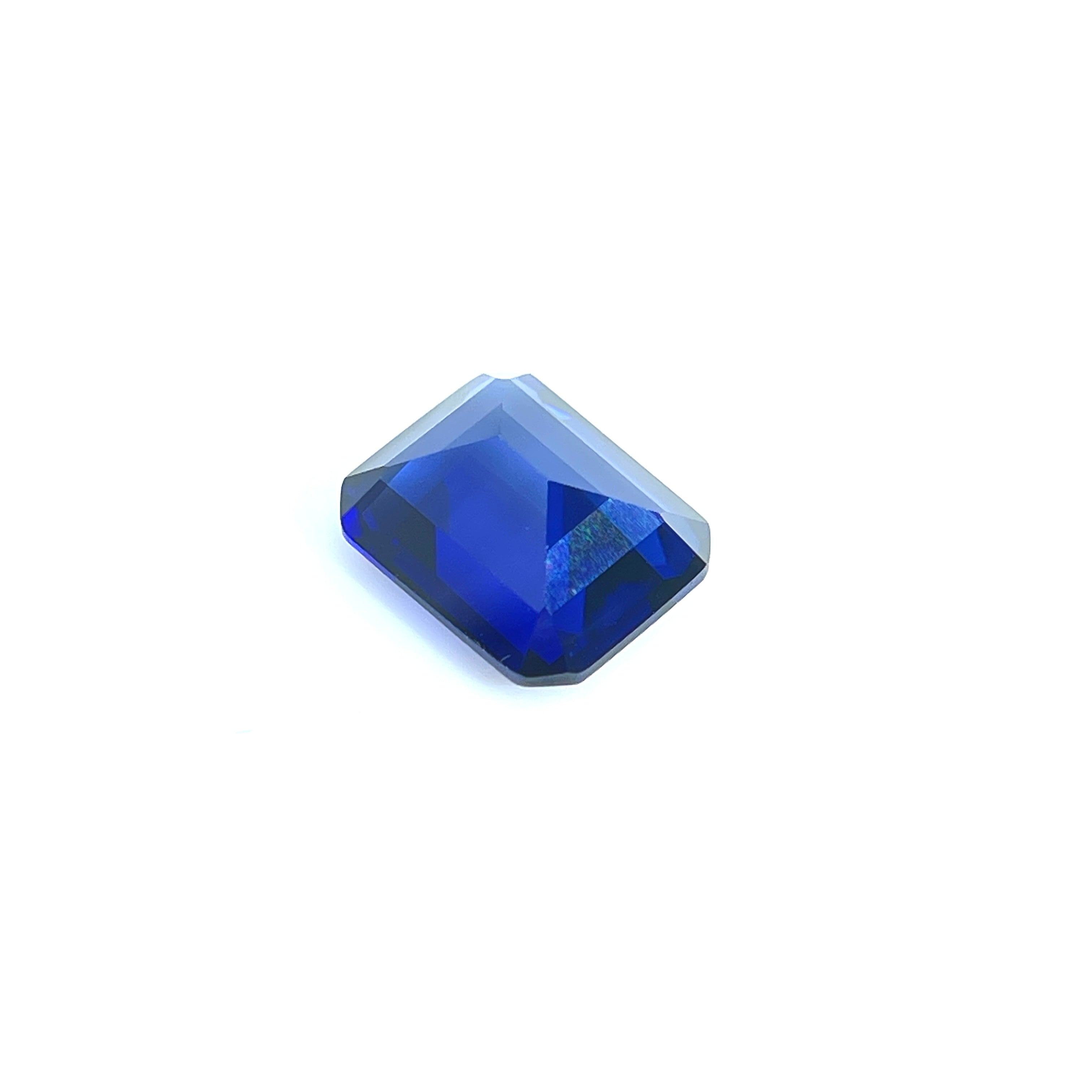 ~4ct Cornflower Blue Sapphire | Emerald Cut | 8 × 10 mm | Gemdrop® Verified