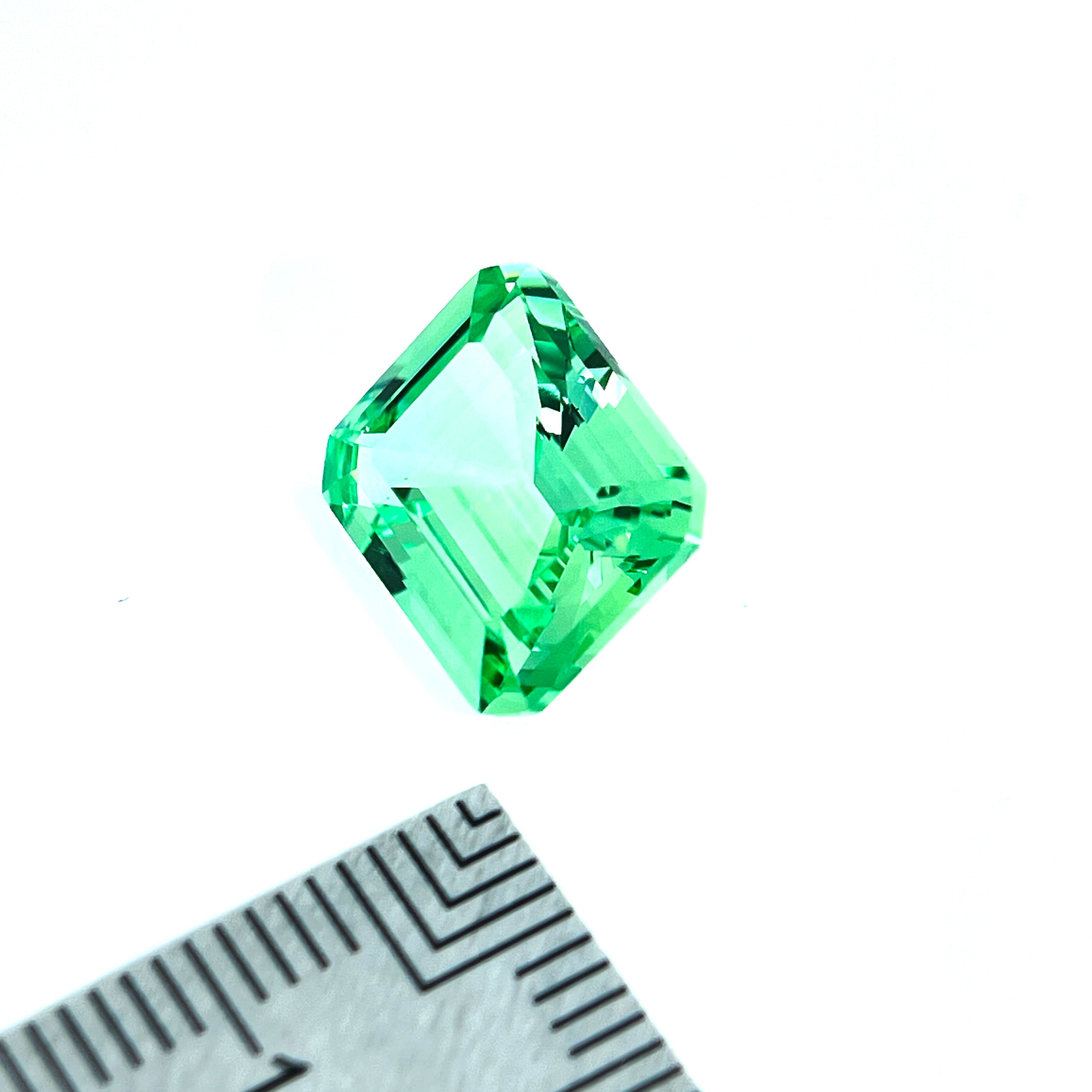~7ct Mint Green Sapphire | Emerald Cut | 10 × 12 mm | Gemdrop® Verified