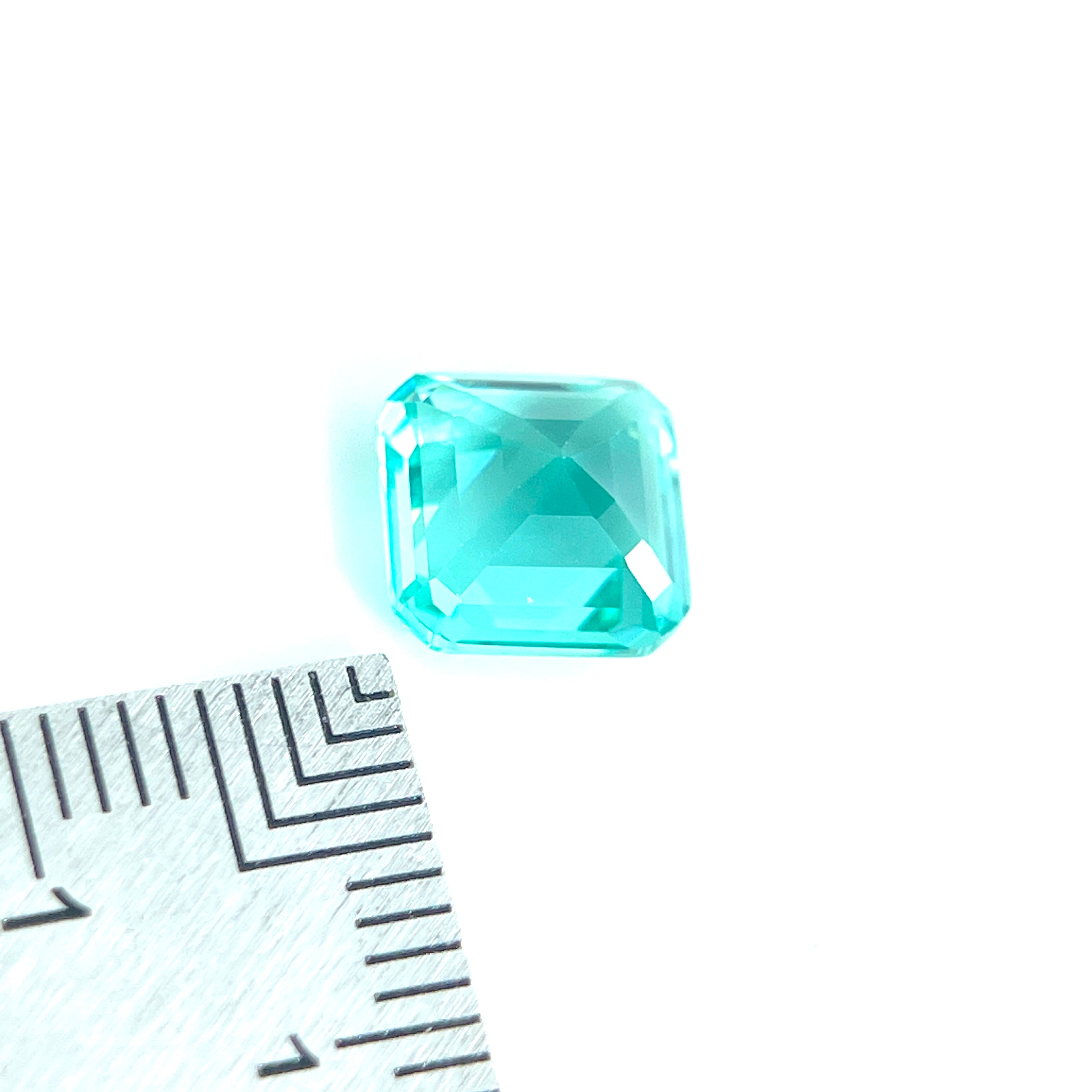 ~3.5ct Paraiba Sapphire | Asscher Cut | 8 × 8 mm | Gemdrop® Verified