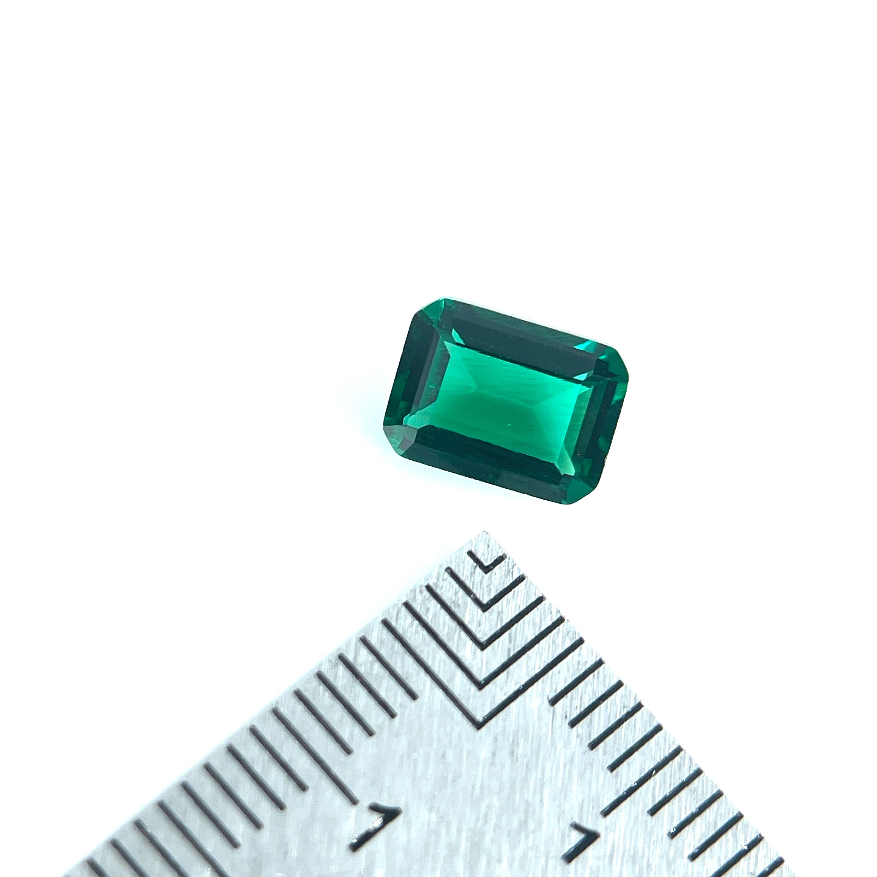 ~1.2ct Zambia Green Hydrothermal Emerald [Beryl] | Emerald Cut | 6 × 8 mm | Gemdrop® Verified