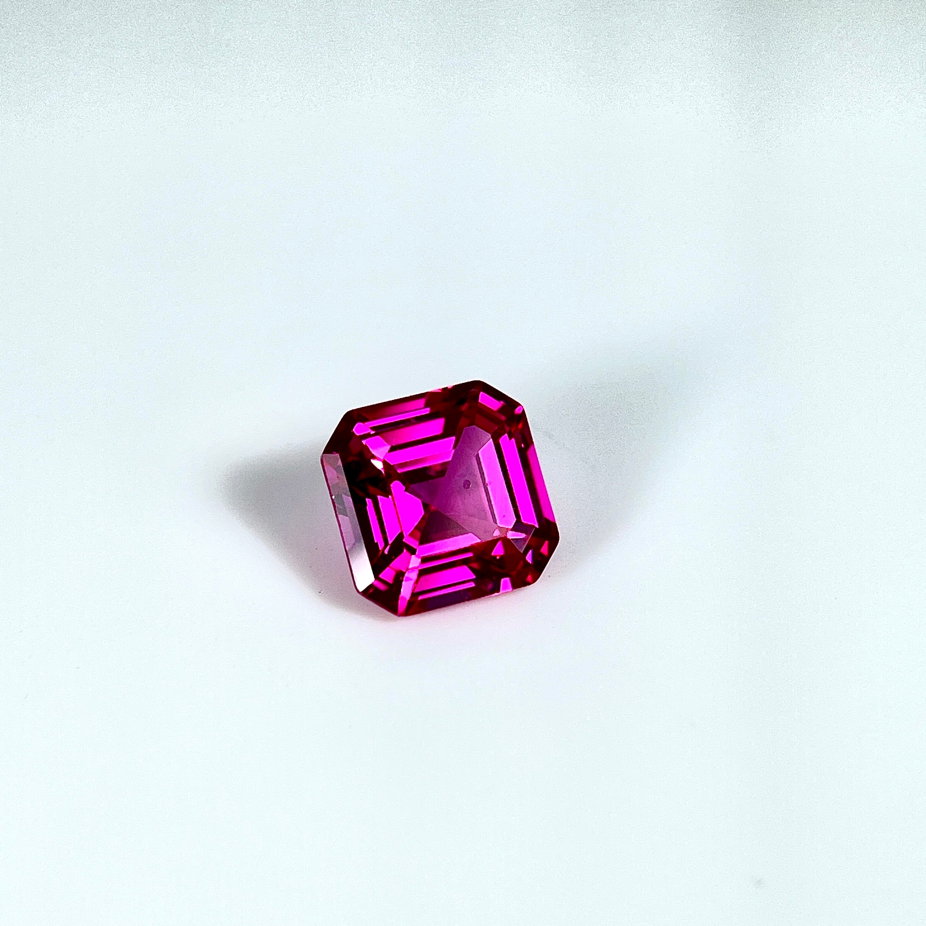 ~4ct Hot Pink Sapphire | Asscher Cut | 9 × 9 mm | Gemdrop® Verified