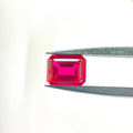 ~4.19ct Pigeon Blood Red Czochralski Sapphire | Emerald Cut | 8 × 10 mm | Gemdrop® Verified