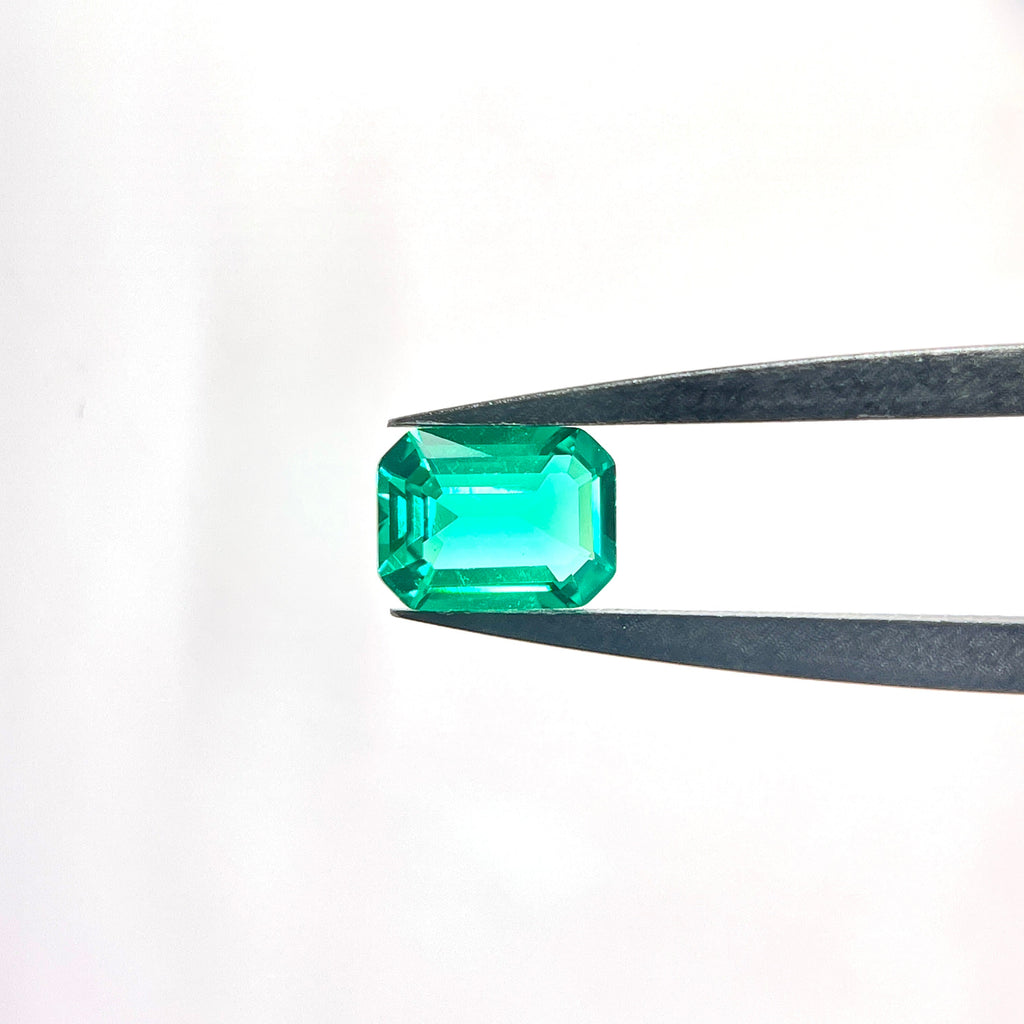 ~1.17ct Colombia Green Hydrothermal Emerald [Beryl] | Emerald Cut | 6 × 8 mm | Gemdrop® Verified