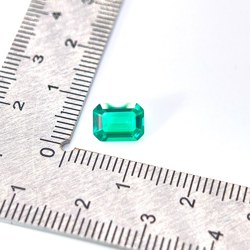~1.17ct Colombia Green Hydrothermal Emerald [Beryl] | Emerald Cut | 6 × 8 mm | Gemdrop® Verified