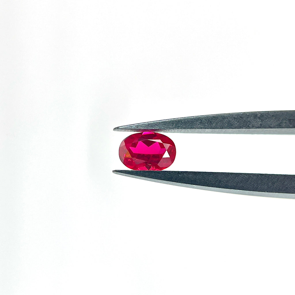 ~0.9ct Pigeon Blood Red Czochralski Ruby | Oval Cut | 5 × 7 mm | Gemdrop® Verified