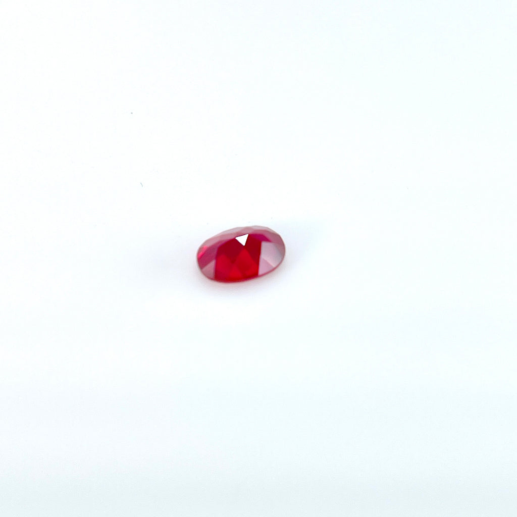 ~0.9ct Pigeon Blood Red Czochralski Ruby | Oval Cut | 5 × 7 mm | Gemdrop® Verified