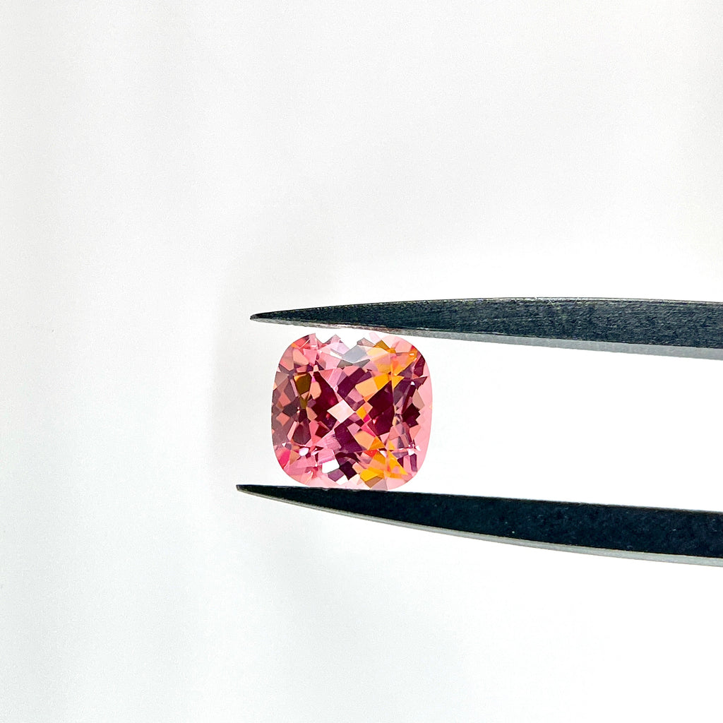 ~3 ct Padparadscha Czochralski Sapphire | Cushion Cut | 8 × 8 mm | Gemdrop® Verified