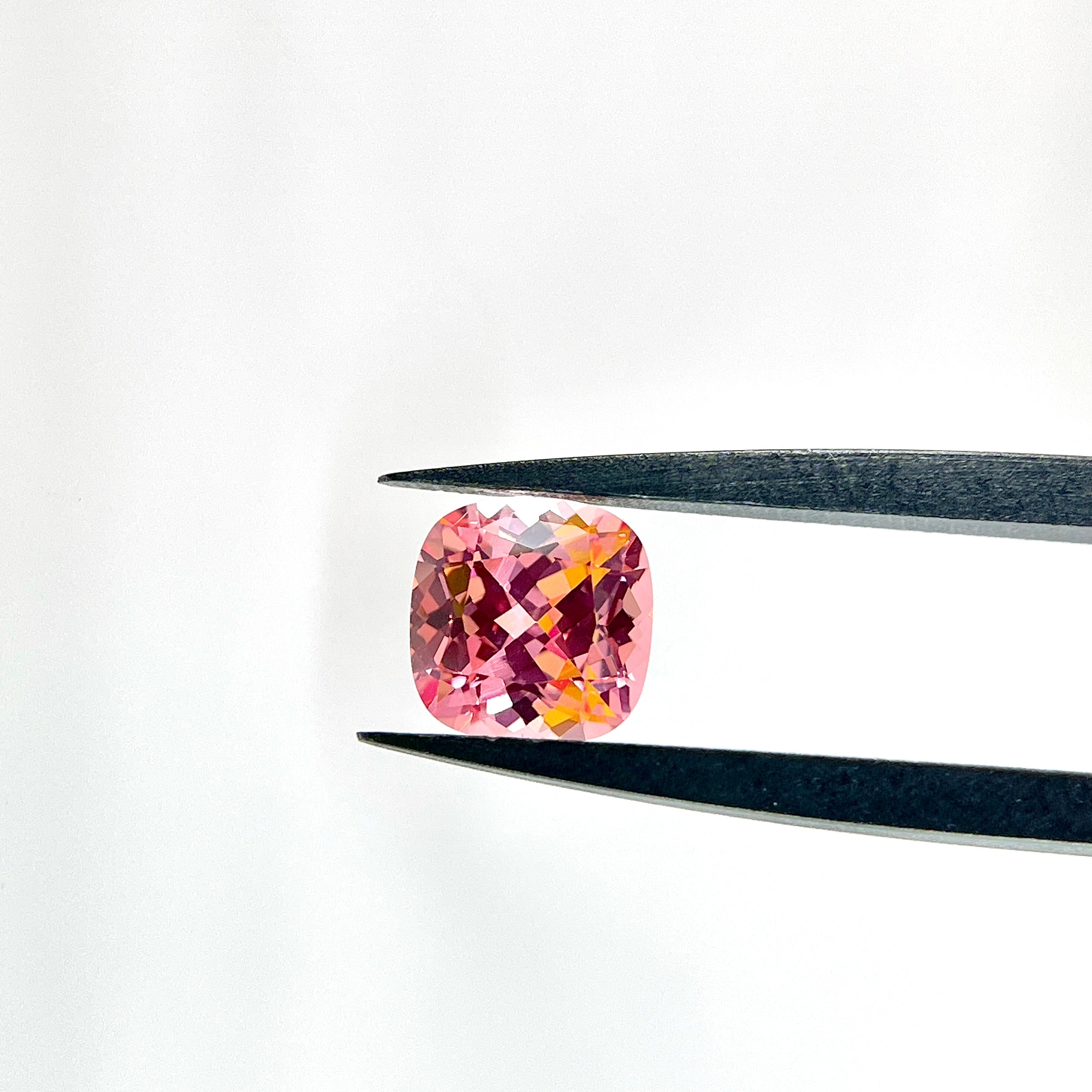 ~3 ct Padparadscha Czochralski Sapphire | Cushion Cut | 8 × 8 mm | Gemdrop® Verified