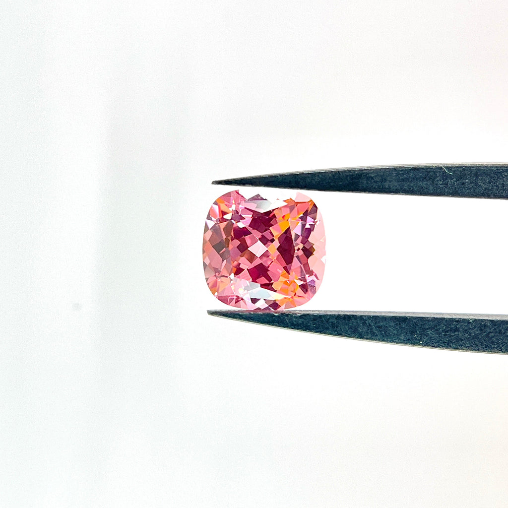 ~3 ct Padparadscha Czochralski Sapphire | Cushion Cut | 8 × 8 mm | Gemdrop® Verified