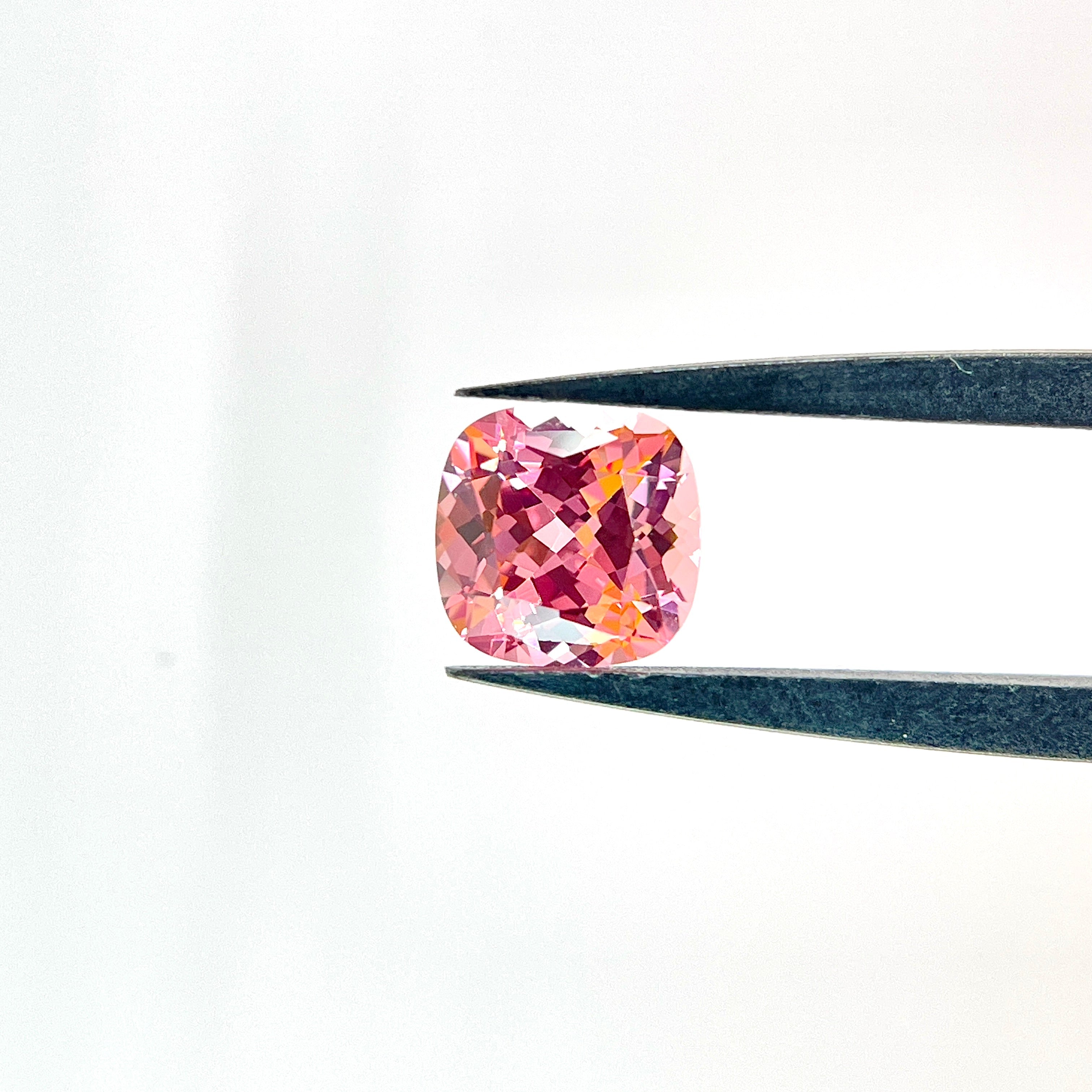 ~3 ct Padparadscha Czochralski Sapphire | Cushion Cut | 8 × 8 mm | Gemdrop® Verified