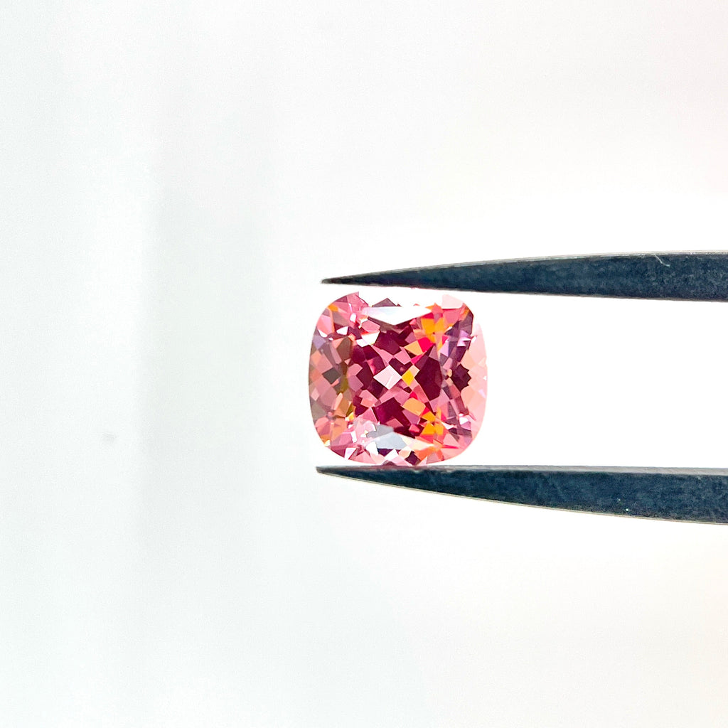 ~3 ct Padparadscha Czochralski Sapphire | Cushion Cut | 8 × 8 mm | Gemdrop® Verified