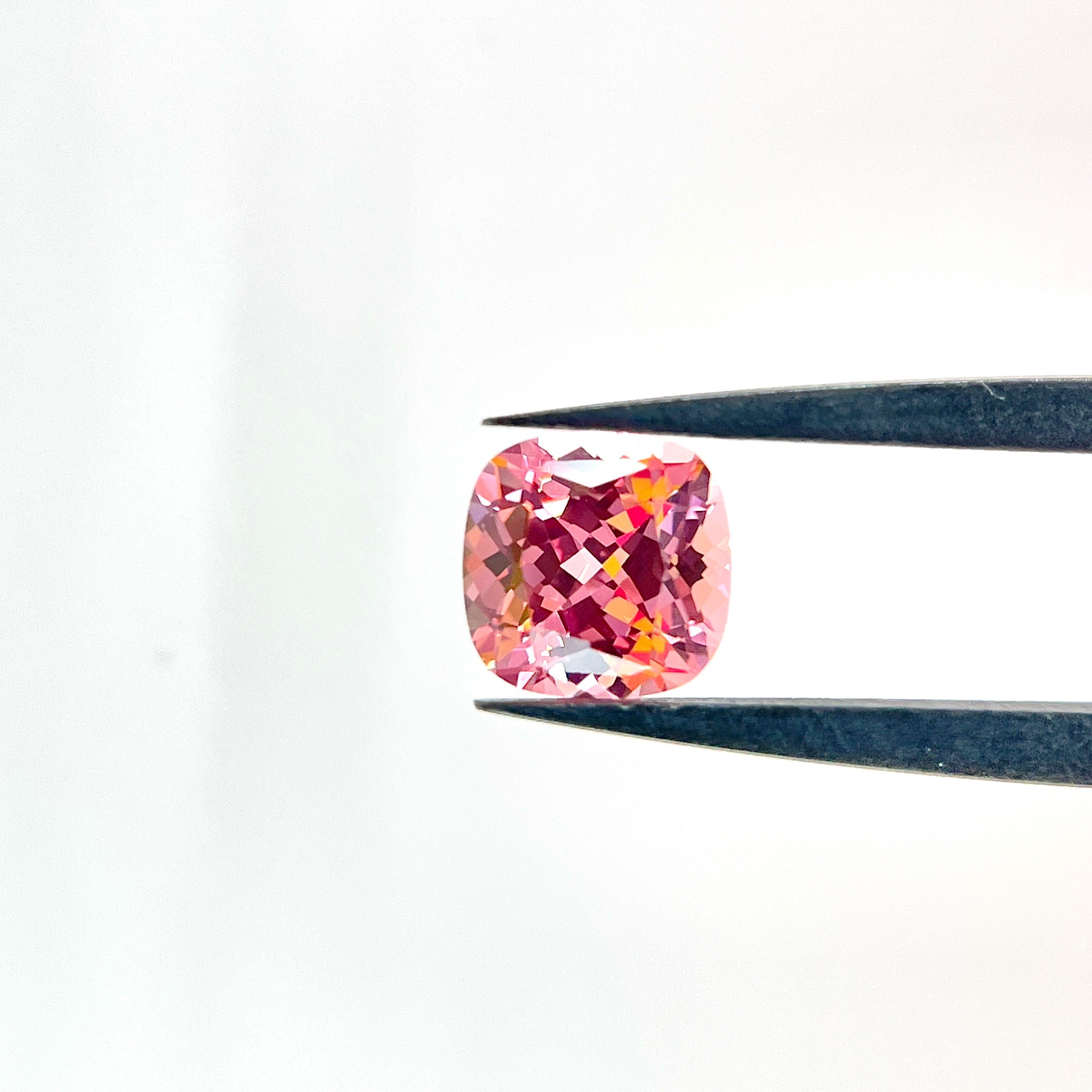~3 ct Padparadscha Czochralski Sapphire | Cushion Cut | 8 × 8 mm | Gemdrop® Verified