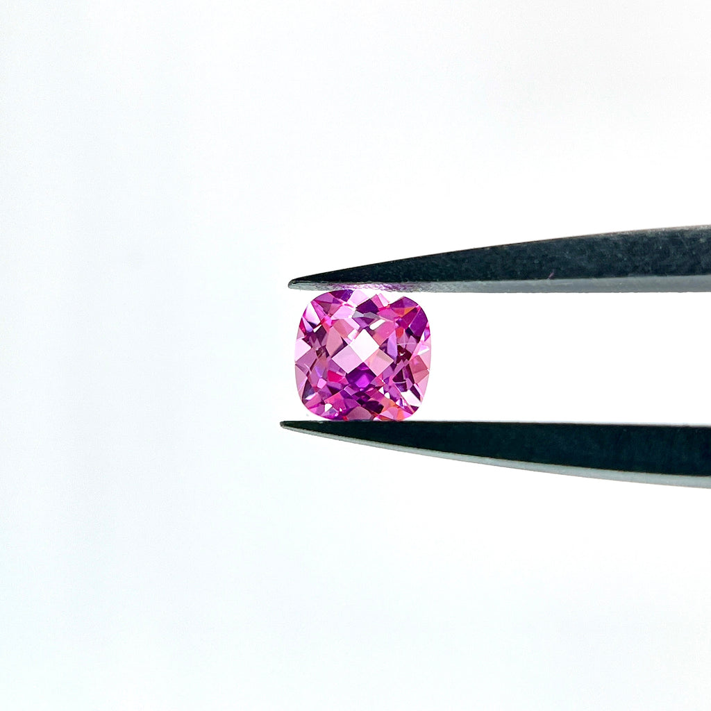 ~1.255ct Vivid Pink Czochralski Sapphire | Cushion Cut | 6 × 6 mm | Gemdrop® Verified