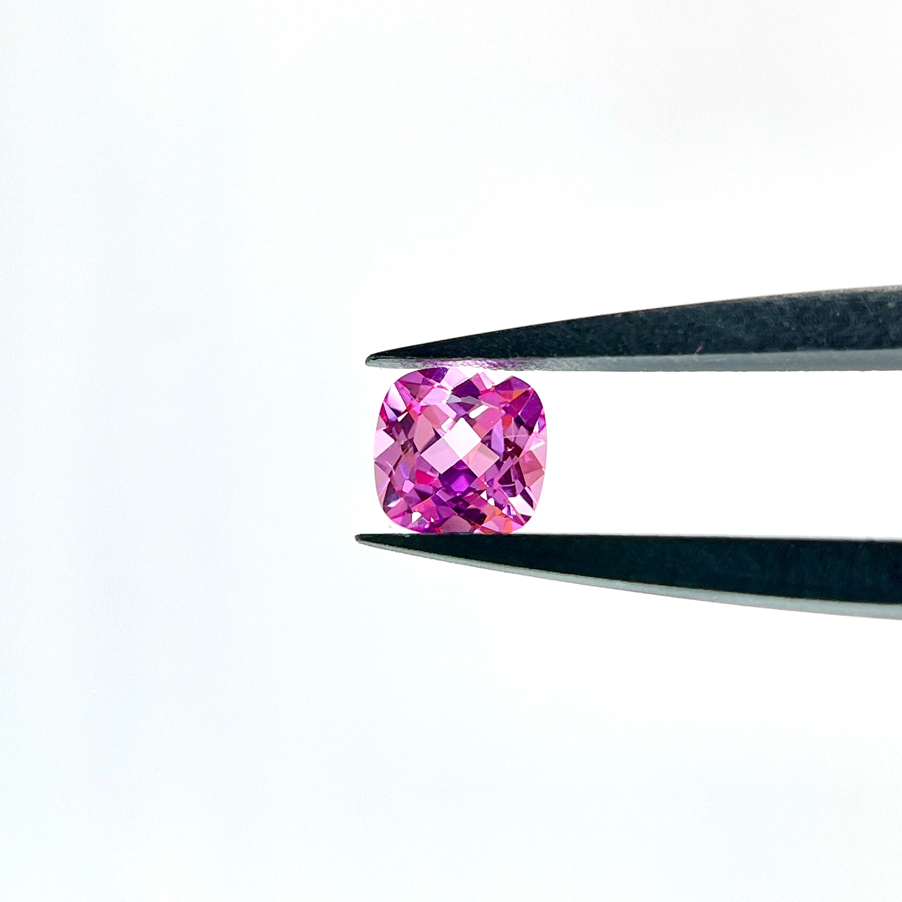 ~1.255ct Vivid Pink Czochralski Sapphire | Cushion Cut | 6 × 6 mm | Gemdrop® Verified