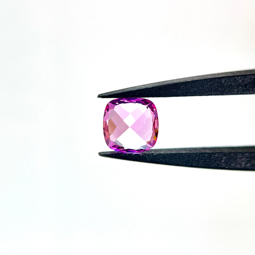 ~1.255ct Vivid Pink Czochralski Sapphire | Cushion Cut | 6 × 6 mm | Gemdrop® Verified