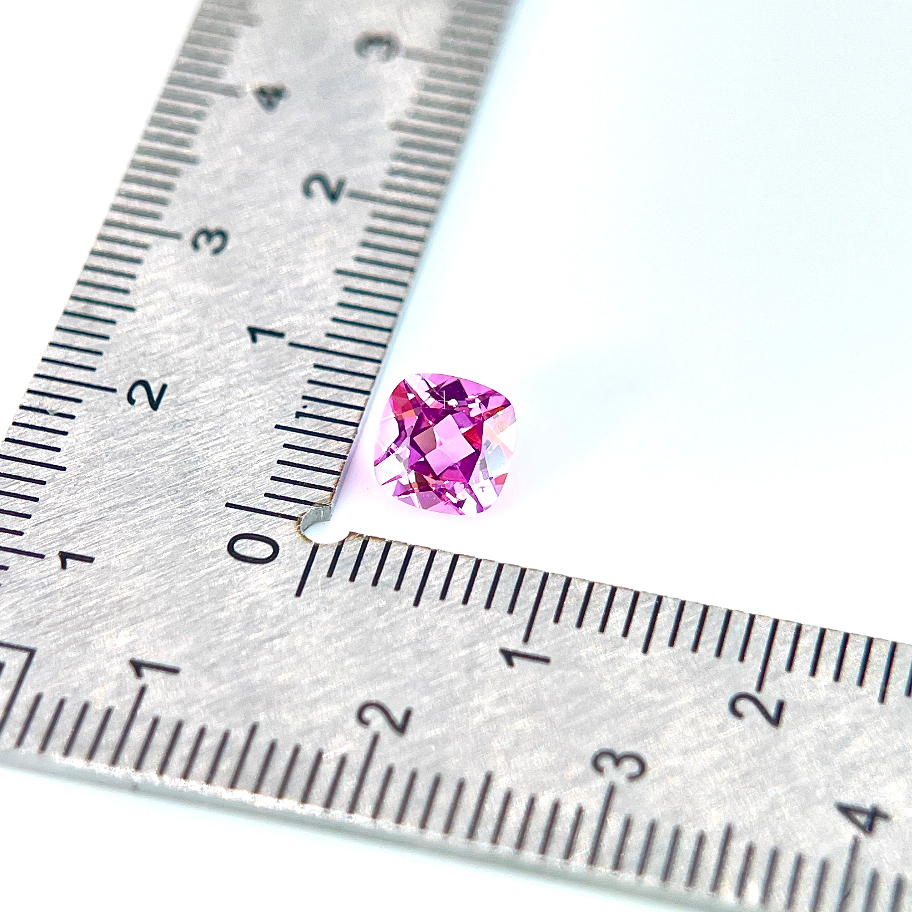 ~1.255ct Vivid Pink Czochralski Sapphire | Cushion Cut | 6 × 6 mm | Gemdrop® Verified