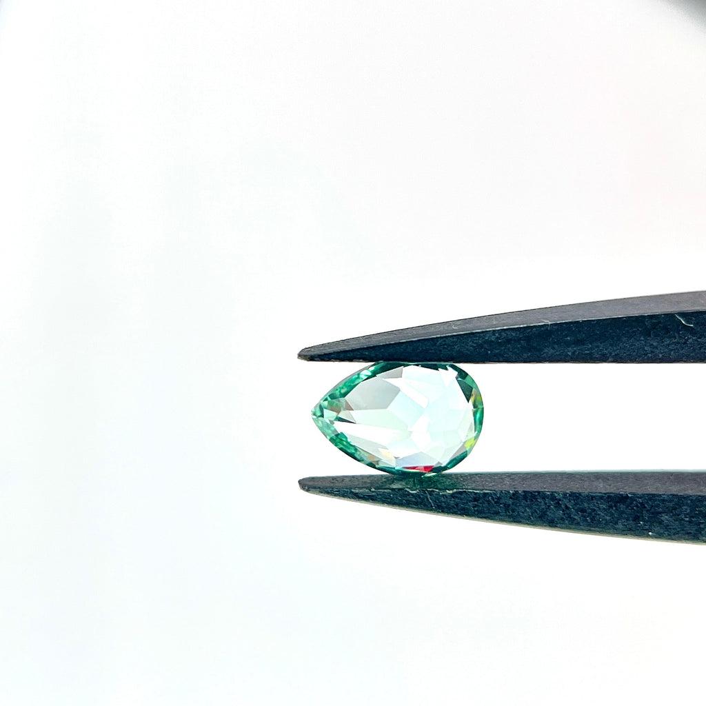~0.9ct Mint Green Czochralski Sapphire | Drop Cut | 5 × 7 mm | Gemdrop® Verified
