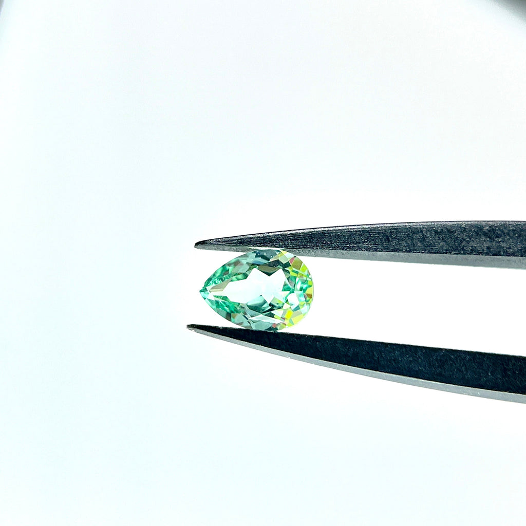 ~0.9ct Mint Green Czochralski Sapphire | Drop Cut | 5 × 7 mm | Gemdrop® Verified
