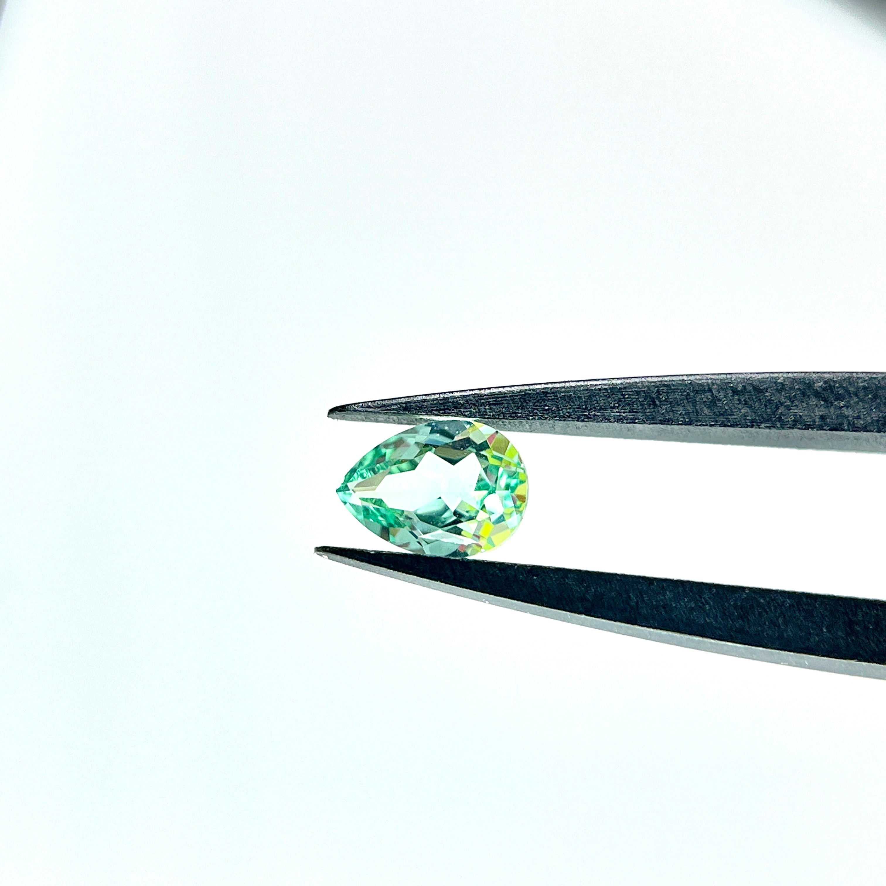 ~0.9ct Mint Green Czochralski Sapphire | Drop Cut | 5 × 7 mm | Gemdrop® Verified