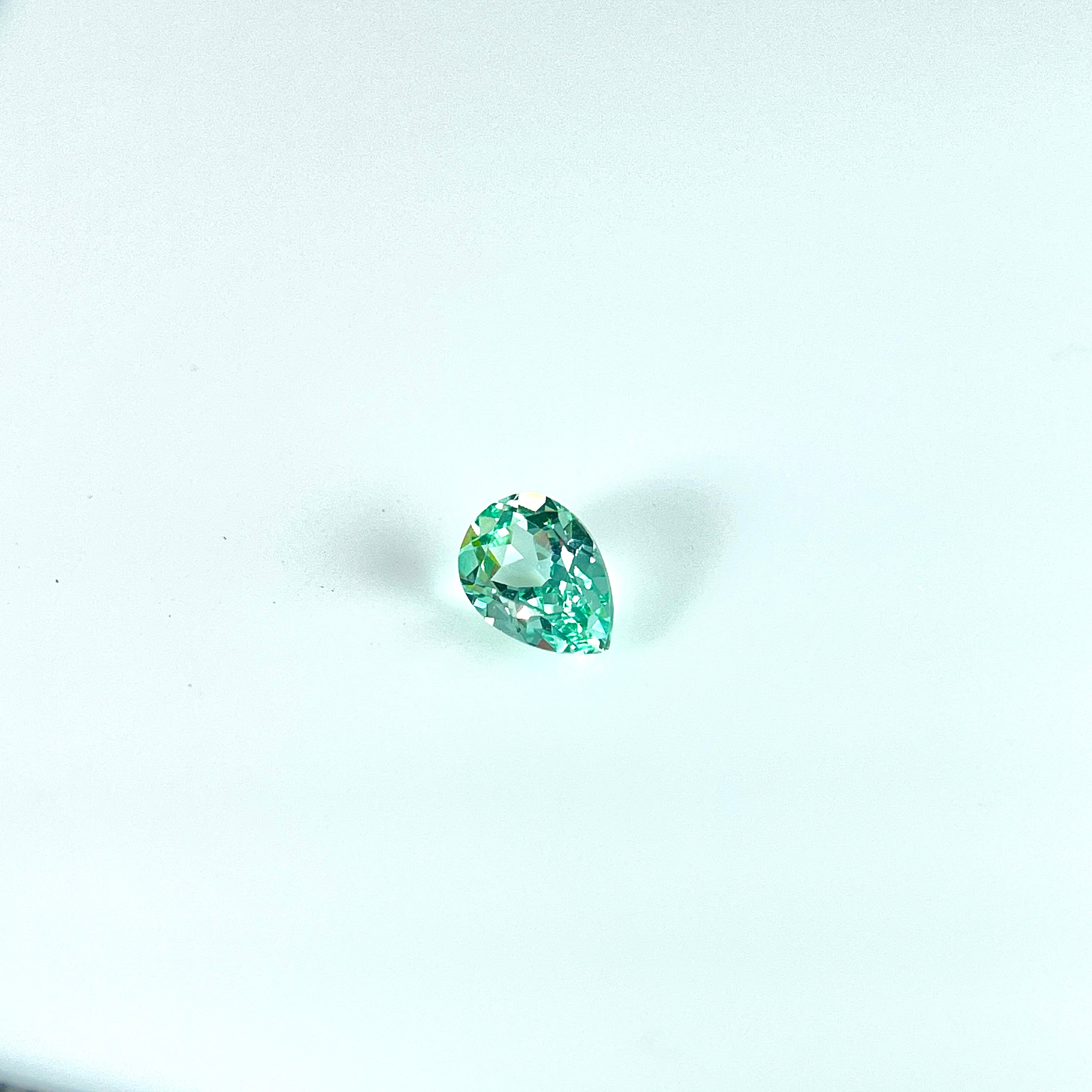 ~0.9ct Mint Green Czochralski Sapphire | Drop Cut | 5 × 7 mm | Gemdrop® Verified
