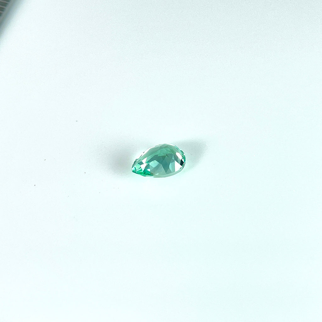 ~0.9ct Mint Green Czochralski Sapphire | Drop Cut | 5 × 7 mm | Gemdrop® Verified