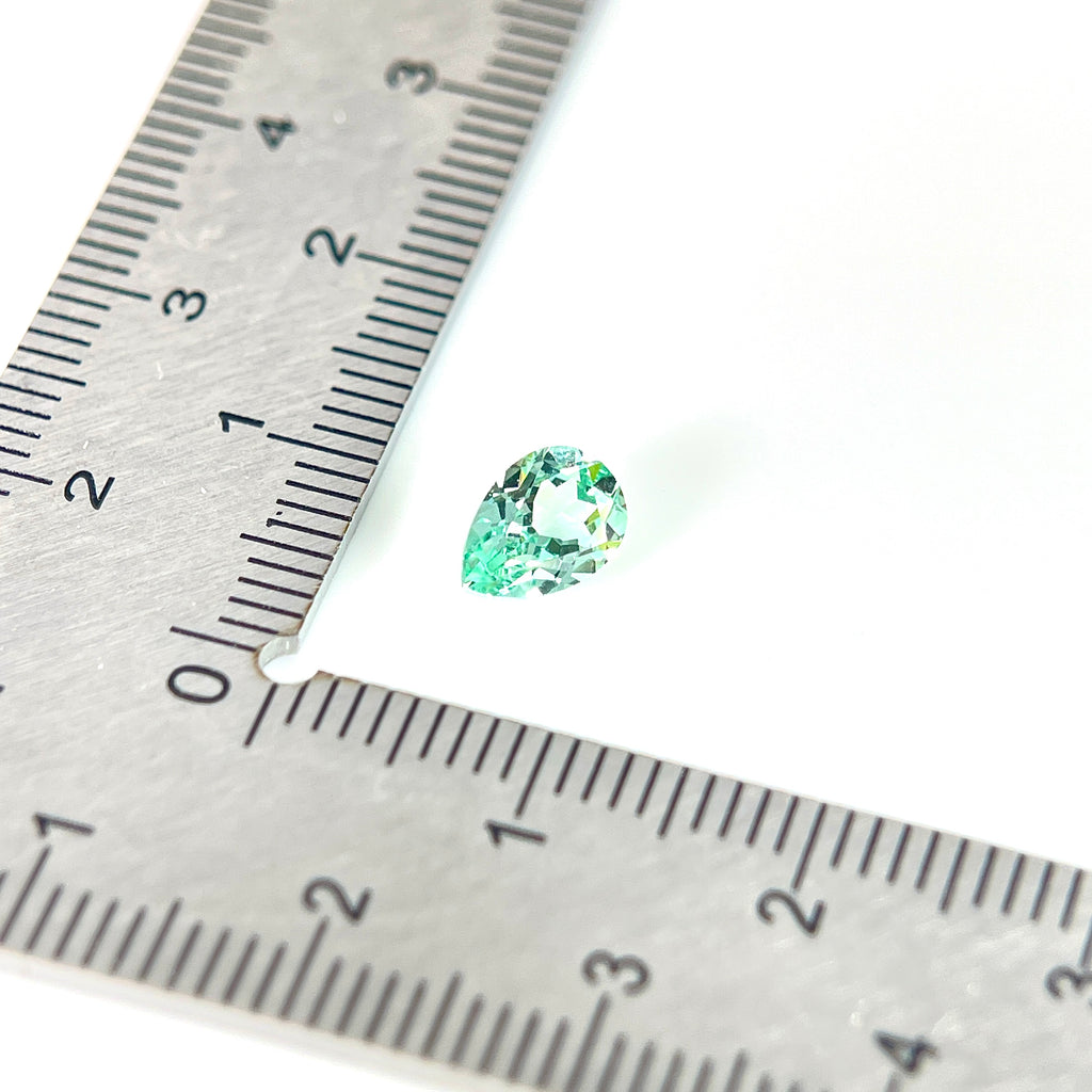 ~0.9ct Mint Green Czochralski Sapphire | Drop Cut | 5 × 7 mm | Gemdrop® Verified