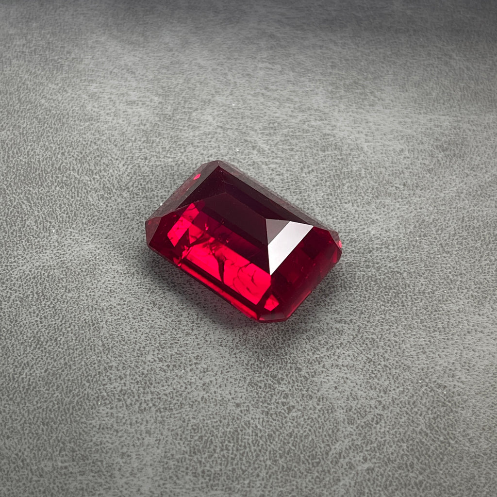 ~30ct Pigeon Blood Ruby | Emerald Cut | 20 × 15 mm | Gemdrop® Verified