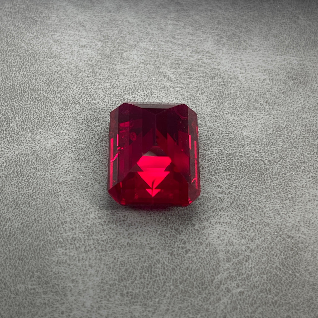 ~30ct Pigeon Blood Ruby | Emerald Cut | 20 × 15 mm | Gemdrop® Verified