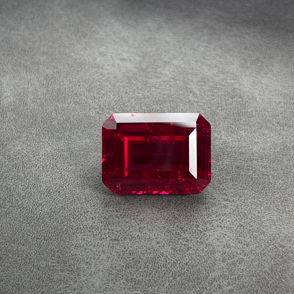 ~30ct Pigeon Blood Ruby | Emerald Cut | 20 × 15 mm | Gemdrop® Verified