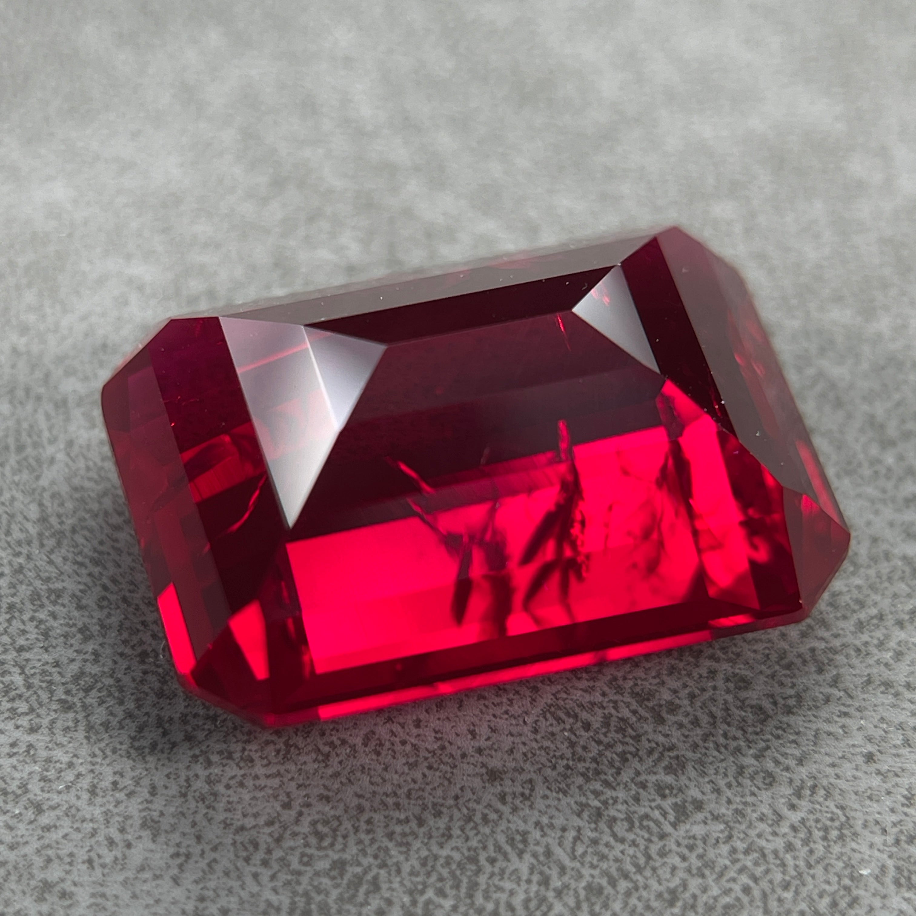 ~30ct Pigeon Blood Ruby | Emerald Cut | 20 × 15 mm | Gemdrop® Verified
