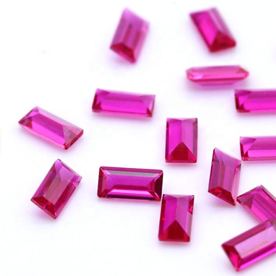 Baguette Cut | Cerise Ruby & Sapphire Blue and Emerald Green Nano | Various Sizes | Gemdrop® Verified