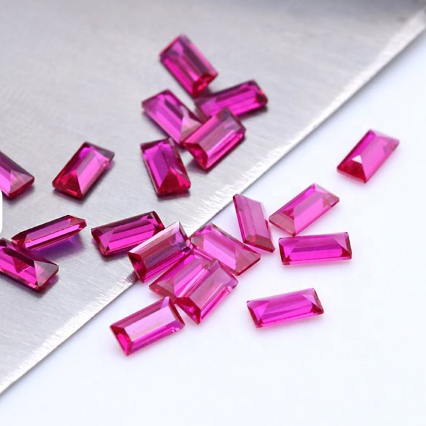 Baguette Cut | Cerise Ruby & Sapphire Blue and Emerald Green Nano | Various Sizes | Gemdrop® Verified