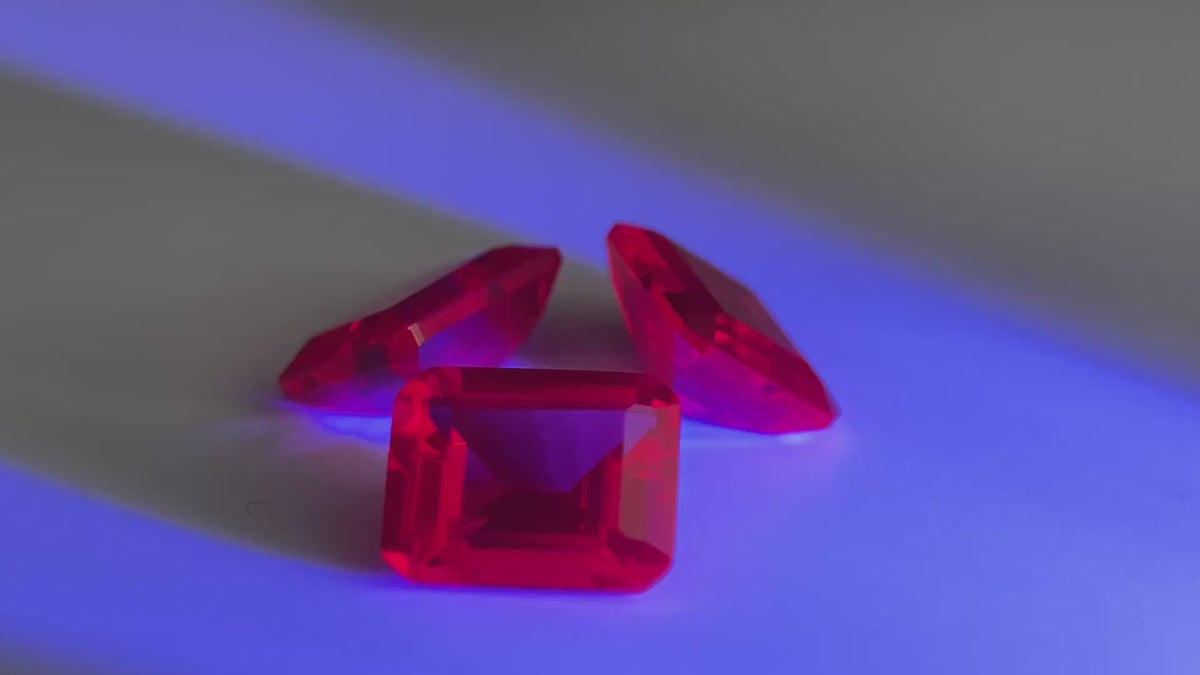 ~4ct Pigeon Blood Red Ruby | Emerald Cut | 8 × 10 mm | Gemdrop® Verified
