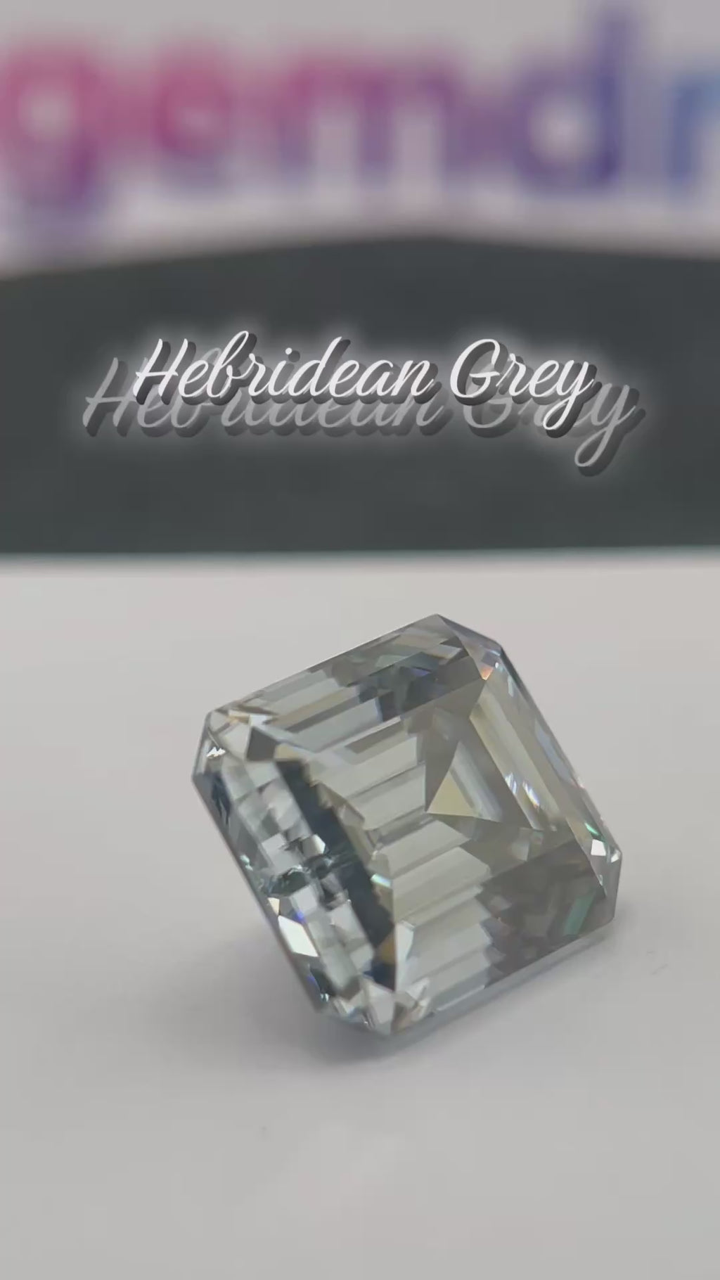 11 Carat Emerald Cut VVS1 Hebridean Grey Moissanite Space Diamond | 12 x 14 mm | Gemdrop® Verified