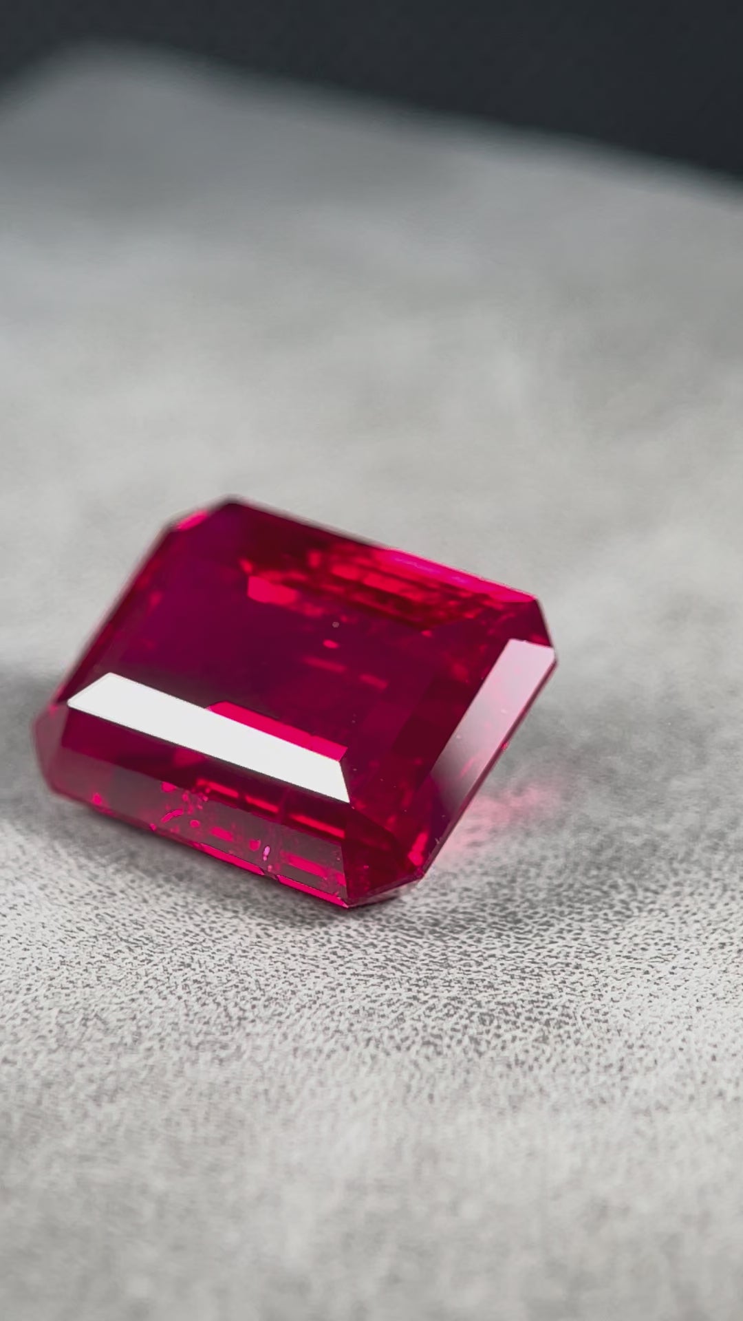 ~30ct Pigeon Blood Ruby | Emerald Cut | 20 × 15 mm | Gemdrop® Verified