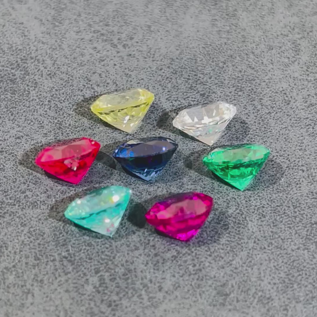 Sonic the Hedgehog Chaos Emerald Set | 7x ~2ct Round Cut 8 mm | Multicolour | Gemdrop® Verified